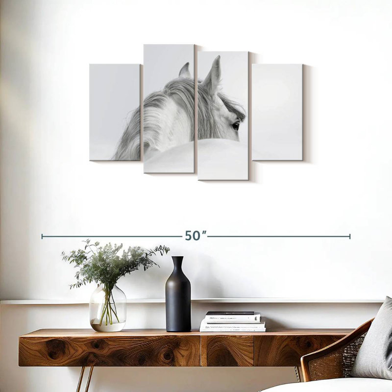 Exquisite White Horse, 22" H x 36" W