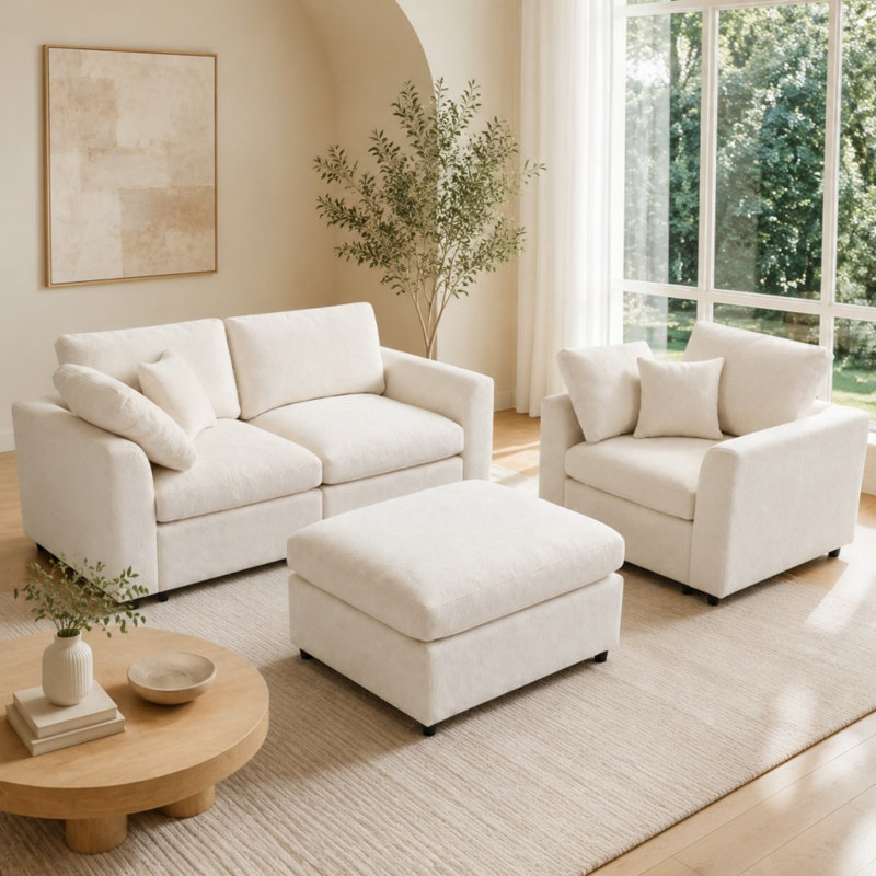 Ensemble de canapé modulaire 3 pièces, Beige