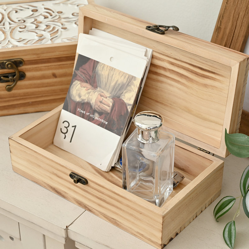 Boîtes décoratives avec couvercle à charnières, ensemble de 2, Brun