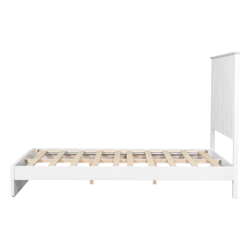 Cadre de lit contemporain et élégant, Blanc, Grand lit