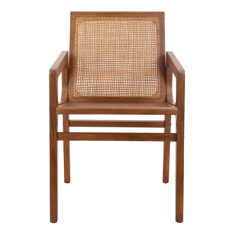 Charlse Teak Dining Side Arm Chair, Java Brown