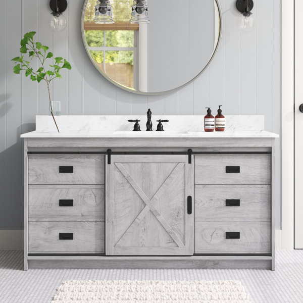 Jillian 54 Double Bathroom Vanity Set Sand & Stable Base Finish: White Wash