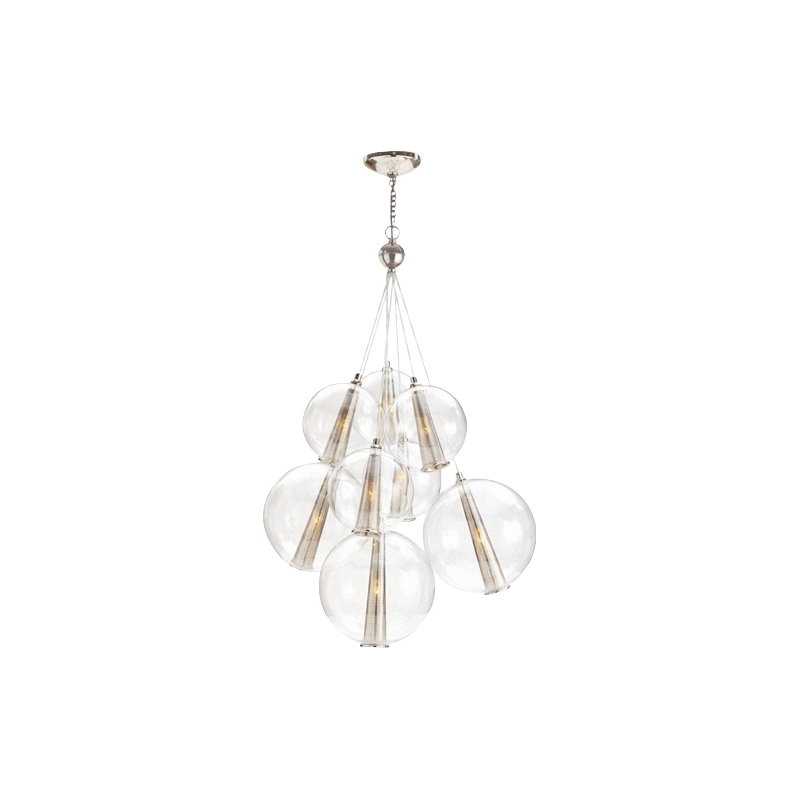 Laura Kirar 8 - Light Pendant, 51" H x 28" W x 28" D, Polished Nickel/Clear
