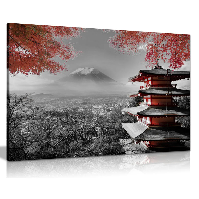 Japanese Temple In Autumn - Wrapped Canvas Print, 20cm H x 31cm W