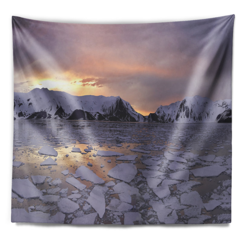 Tapisserie paysage marin antarctique, H 32 po x l 39 po