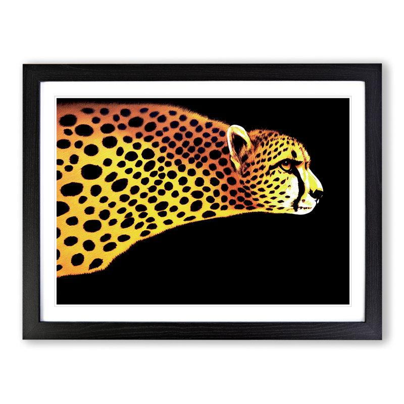Exclusive Cheetah - Single Picture Frame Painting, Black, 34cm H x 46cm W x 2cm D