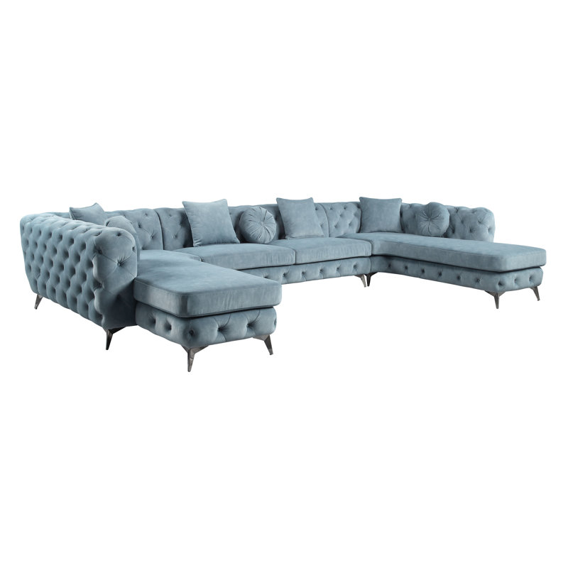 Canapé modulaire capitonné avec 7 coussins Hezekiah