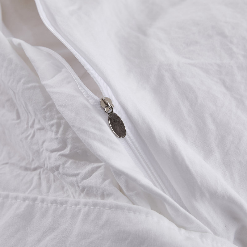 Ensemble de housse de couette pré-lavée ultra douce de taille 3 avec franges faites à la main, Blanc