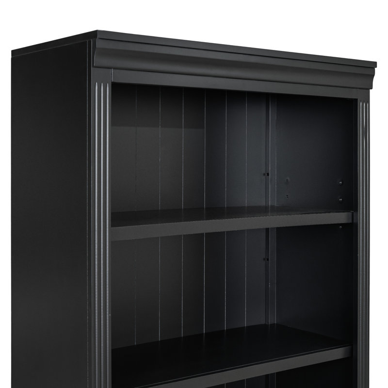 Ensemble de 5 bibliothèques en bois massif avec tablettes réglables, DEL, noir, pour aire de jeux, bibliothèque de 83,51 po de hauteur, maisonnette