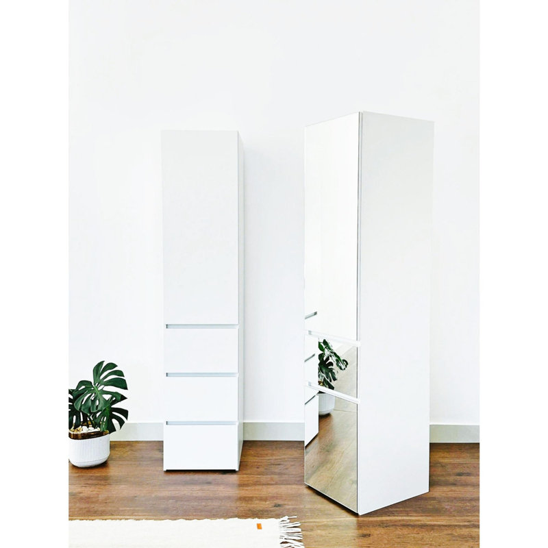 Système d'organisation modulaire en bois avec miroir