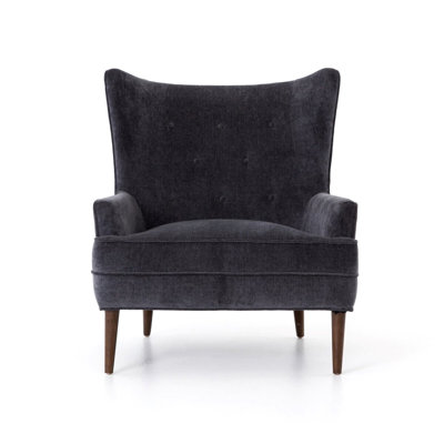 Fauteuil à oreilles capitonné en polyester de 30,75 po de large Ailis