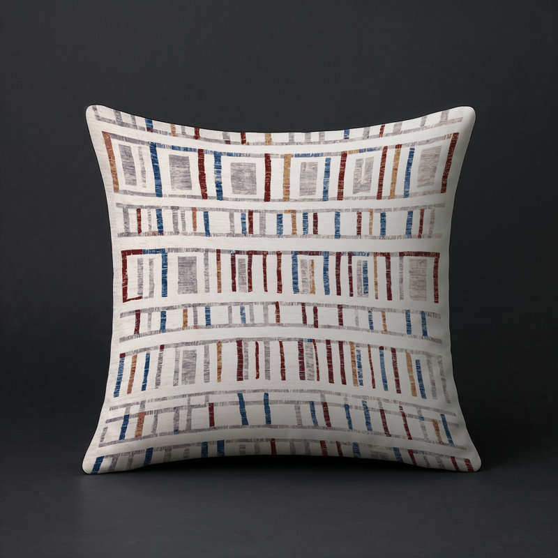 Coussin décoratif intérieur et extérieur Modern, Beige / abstrait 2, Carré 16 po
