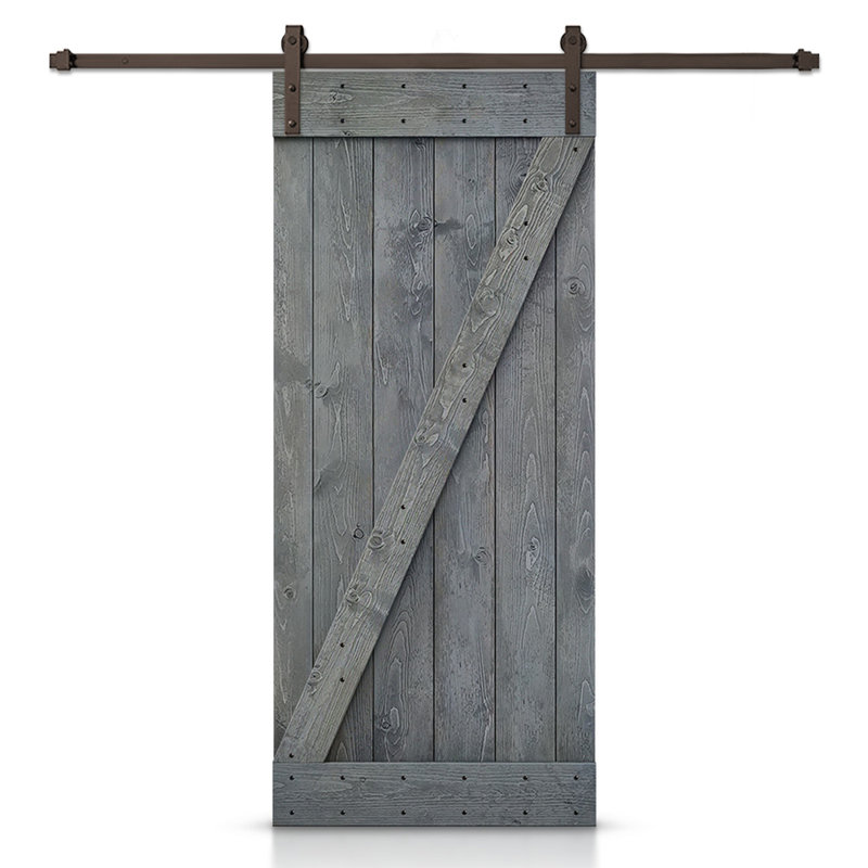 84'' Knotty Pine Rustic Barn Door with Matte Black Hardware