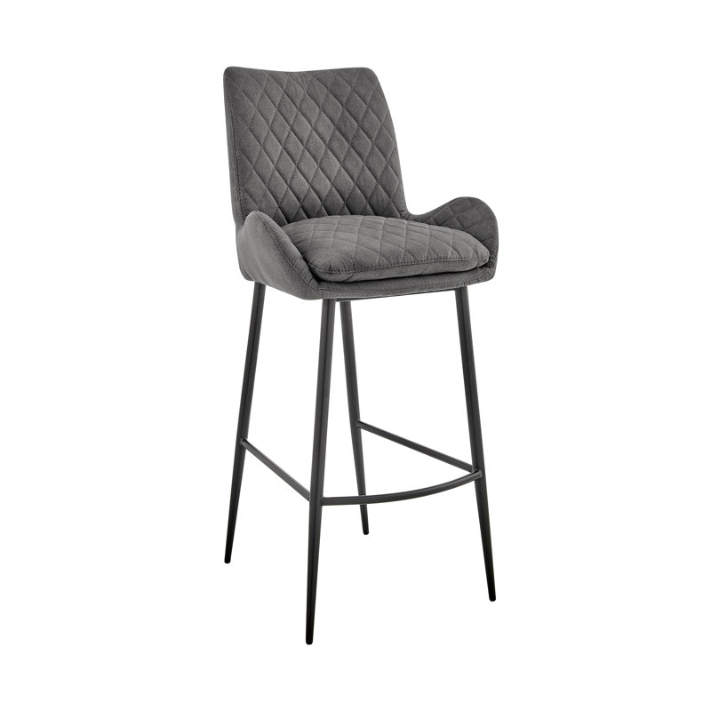 Tabouret de bar de 30 po de hauteur en tissu gris anthracite et finition noire