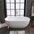 59'' x 29.5'' Freestanding Soaking Solid Surface Bathtub with Center Drain in White