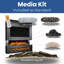 Evolution Fires Pre-Built Media Wall Package 11, finished in textured Venetian Plaster, includes Advance Series 1500 3-Sided Electric Fireplace-1233910859