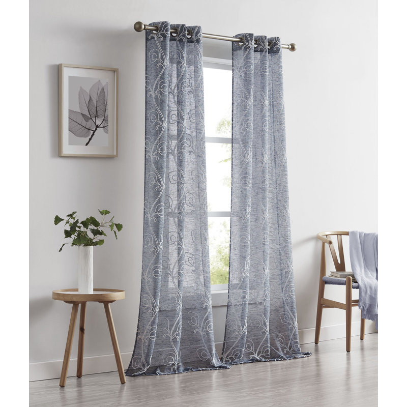 Paire de rideaux transparents Najim Poleyester, Argent, L 38 po x L 96 po
