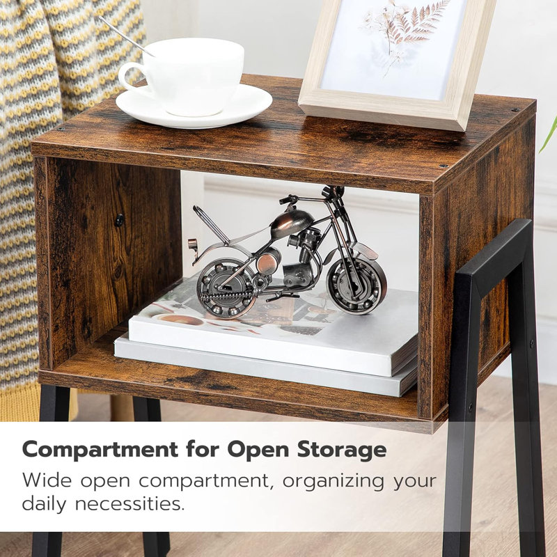 Rustic Brown Industrial Stackable Nightstands with Metal Legs