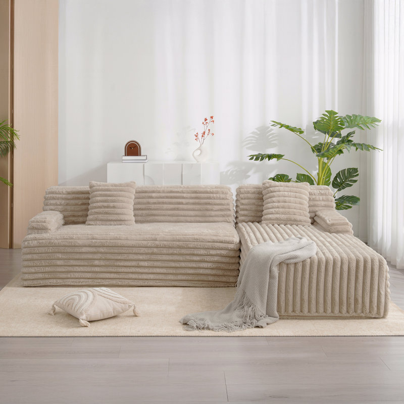 Canapé modulaire Basic, canapé 110 po, Fausse fourrure brune