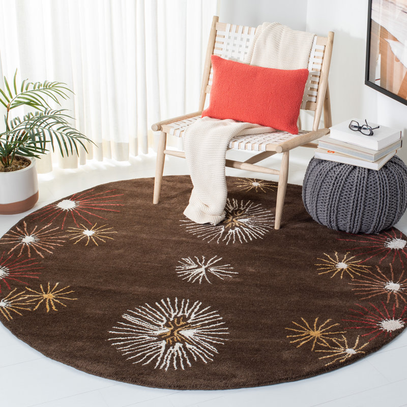 Candelo Soho Hand Tufted Wool Floral Rug, Round 6'