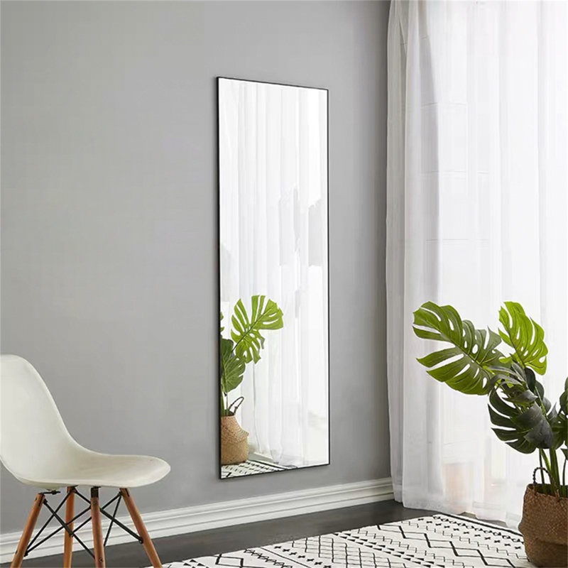 Miroir sur pied polyvalent polyvalent avec support robuste et cadre exquis, 59 po x 16 po, Noir, noir, noir, noir