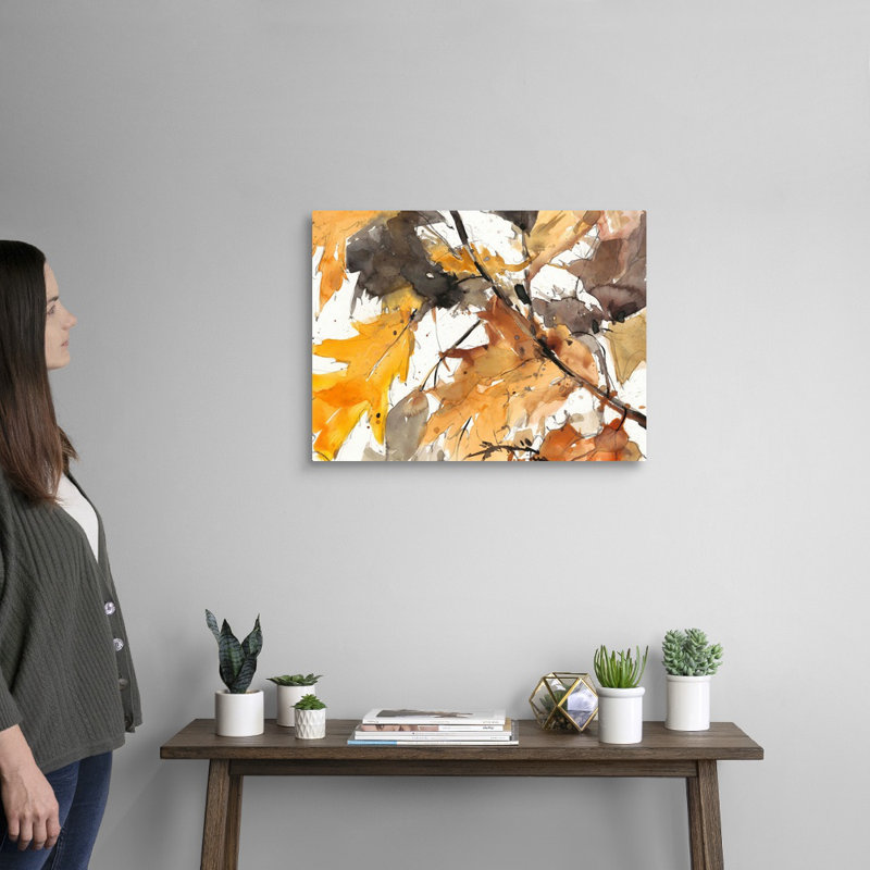 «Watercolor Autumn Leaves I», art mural sur toile, H 18 po x l 24 po, Toile tendue