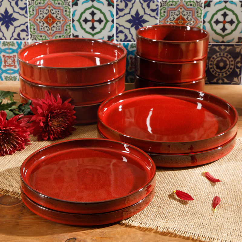 Santorini Terracotta Dinnerware Set - Service for 4, Garnet