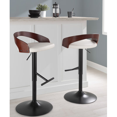 Tabouret de bar réglable Laurenzio avec repose-pieds droit en T