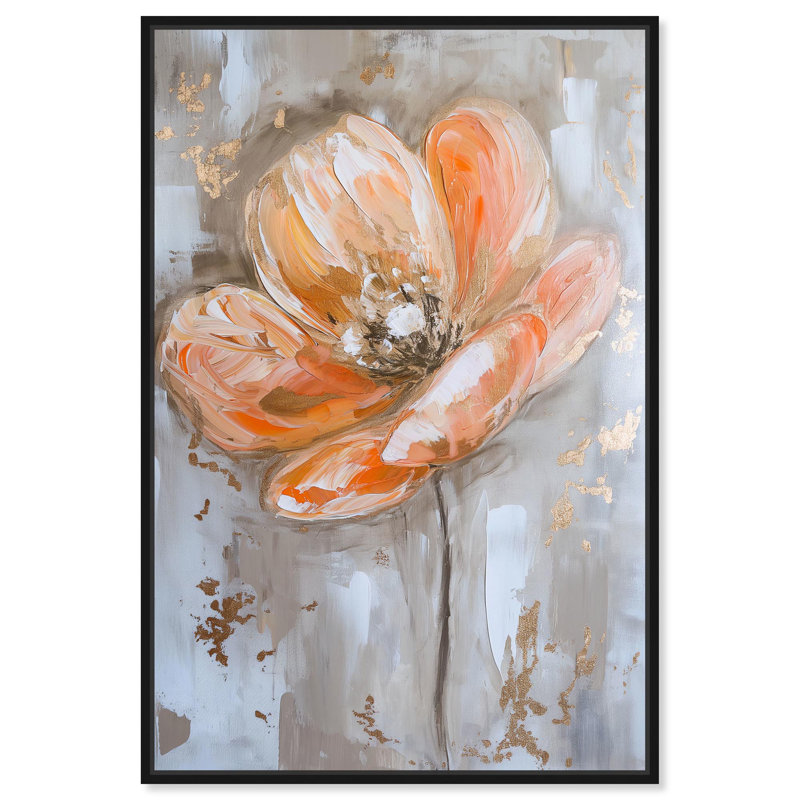 Toile «Ochre Whisper II» par Hokku Designs, H 37 po x l 25 po, Cadre noir