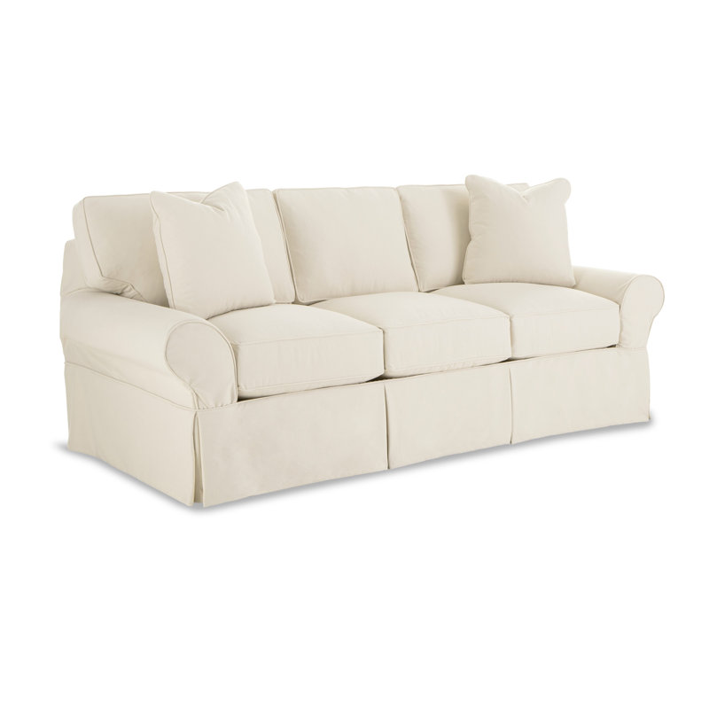 Casey 88" Rolled Arm Slipcovered Sofa Bed, Goody Dark Brown