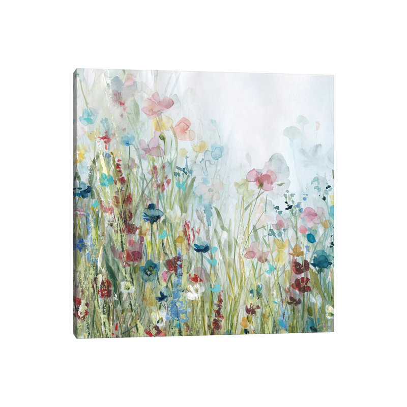 «Wildflower Meadow» par Carol Robinson - reproduction imprimée, Toile tendue, Pas de tapis, H 18 po x l 18 po x 1,5 po
