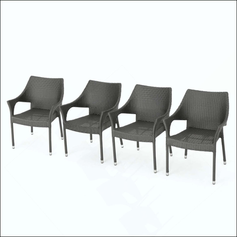 PE WICKER STACKING ARMCHAIR,4PCS