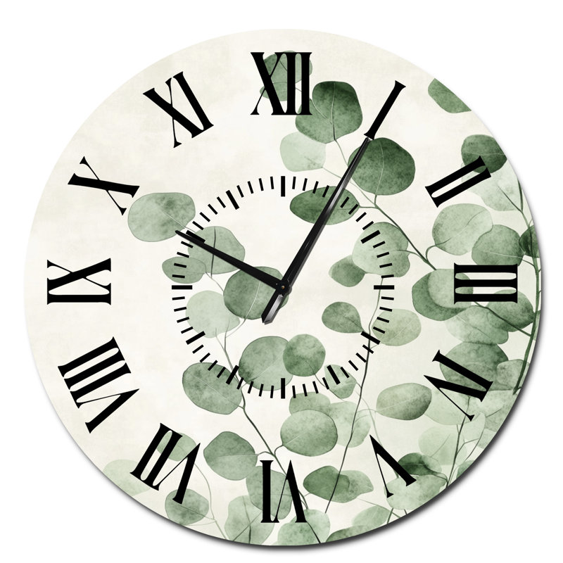 Minimal Eucalyptus Veil - Modern Large Metal Wall Clock, Oversized