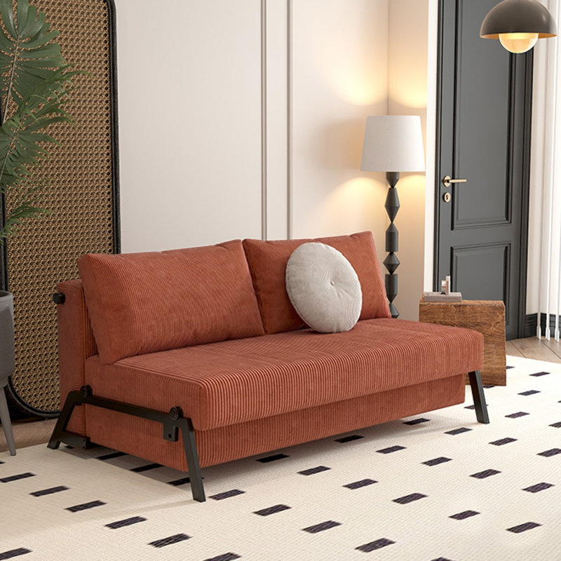 Canapé-lit en velours côtelé rouge, 61.02"W*35.43"D*34.25"H