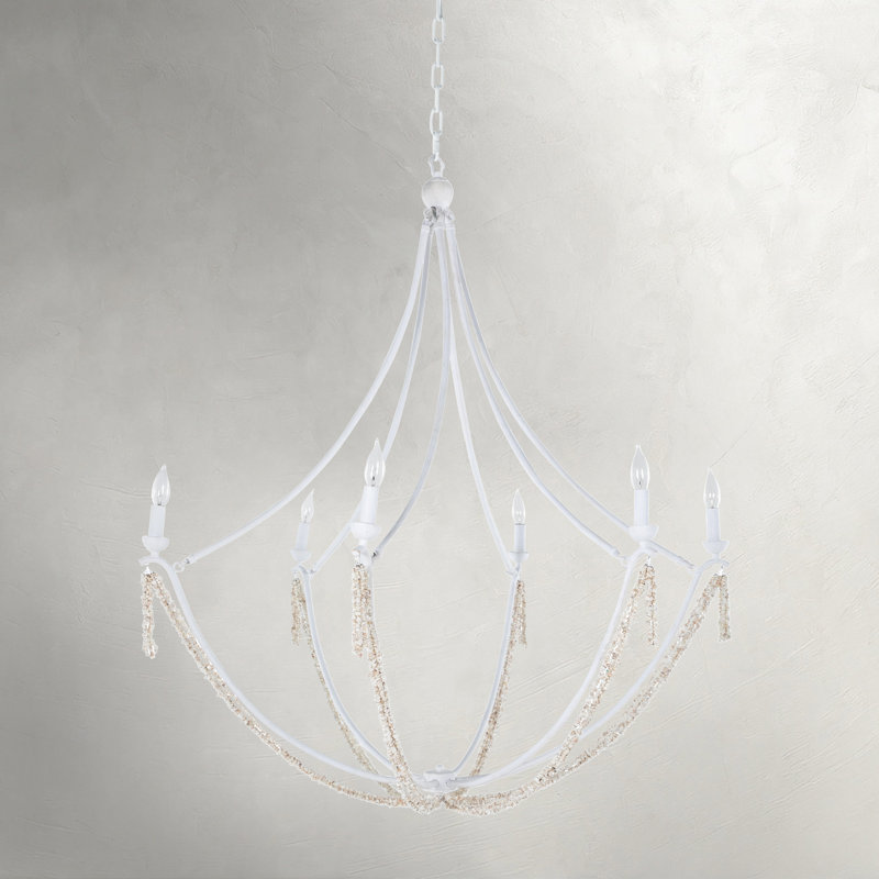 Nakita 6 - Light Candle Style Chandelier, Plaster White