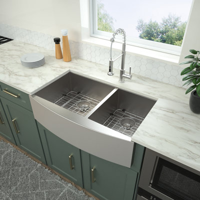 33'' L Double Bowl Stainless Steel Kitchen Sink