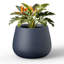Pot à fleurs rond en béton gris anthracite de 10 po avec trous de drainage pour l'intérieur et l'extérieur-808515946-830136339