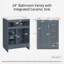 Meuble-lavabo autoportant 24 po en MDF + fer avec plateau à 3 tiroirs et portes à fermeture douce intégrées bleu-130918321-130918322