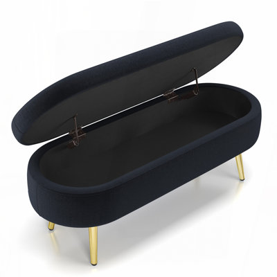 Ottoman Oval Storage Bench ith Metal Legs