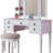 Bedroom Contemporary Vanity Set w Foldable Mirror Stool Drawers White Color-503734999