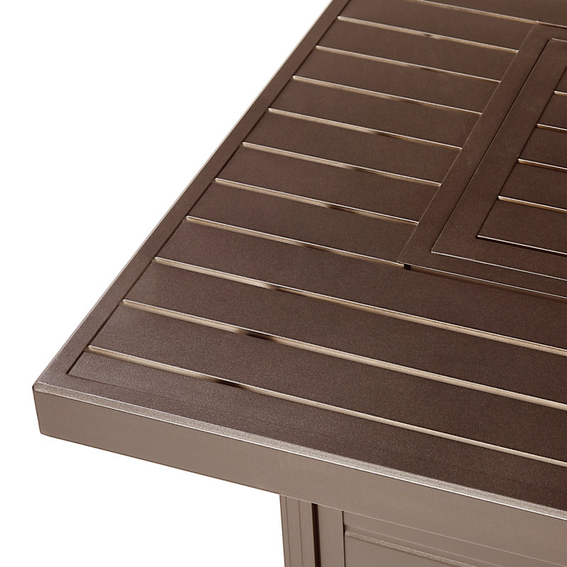 Yahya Rectangle Aluminum Propane Fire Pit Table, Brown