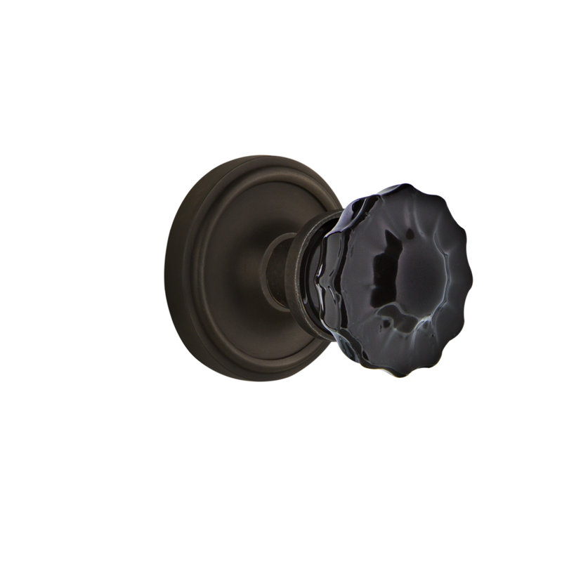 Classic Rosette with Crystal Black Door Knob, Oil-Rubbed Bronze