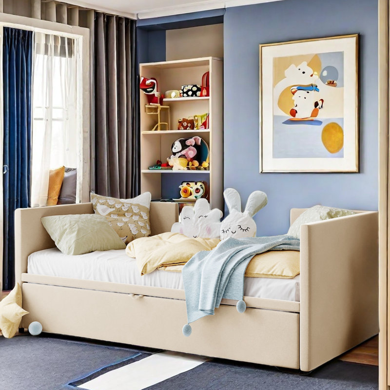 Lit de jour rembourré Azekiel, Beige