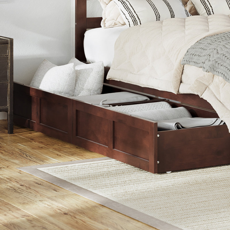 Tiroirs de rangement sous le lit, Grand / Simple TG, Noyer