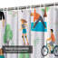 Rideau de douche vert imperméable, rideaux de douche pour la salle de bain avec 12 crochets-129999826