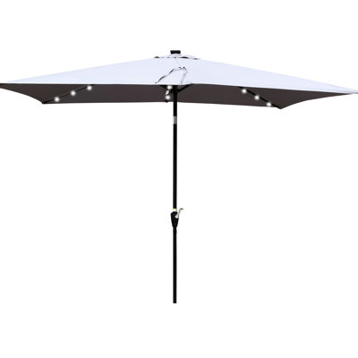 Parasol d'extérieur rectangulaire avec lumières DEL solaires 10X6.5Ft. Auvent, protection, manivelle sans effort et système d'inclinaison