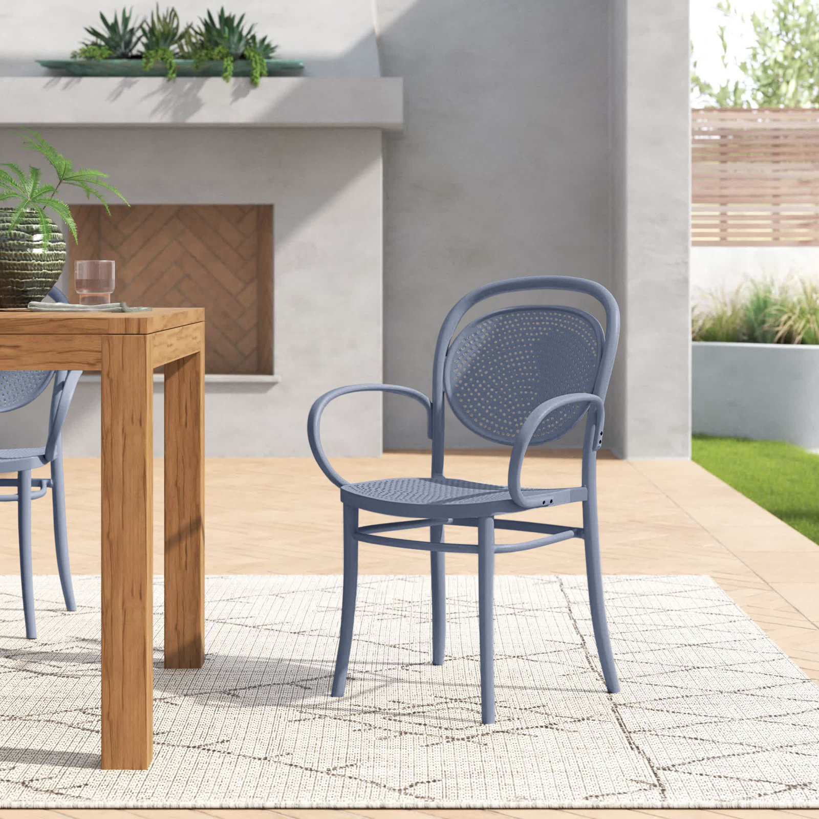 Farrah Stackable Patio Armchair, Dark Gray
