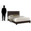 Grand lit rembourré d'apparence en cuir brun de style transitionnel H 45,48 po x l 64,12 po x L 85,59 po.