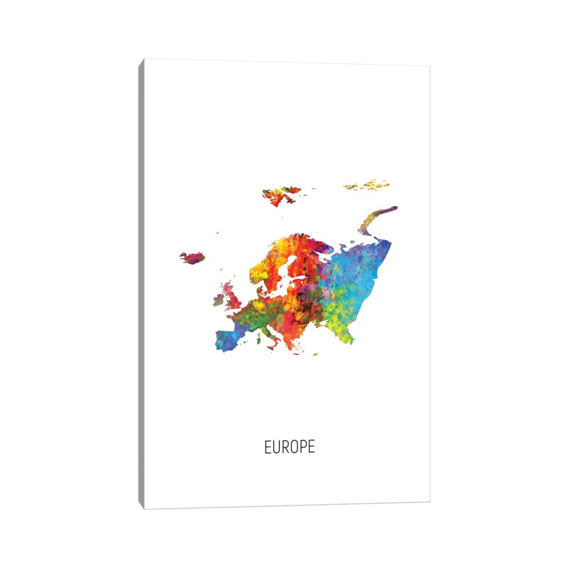 Europe Map by Michael Tompsett - Wrapped Canvas Gallery-Wrapped Canvas Giclée, 66.04 cm H x 45.72 cm W x 1.91 cm D