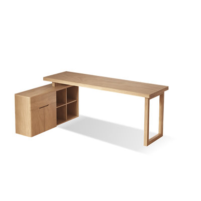 Bureau en L en bois massif avec 1 tiroir Burlywood
